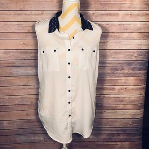 White & black gem blouse